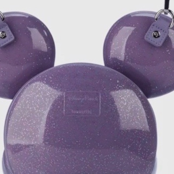 Disney Parks Loungefly Mickey Mouse 3D Head Purple Glitter Crossbody Bag NEW - Picture 3 of 4